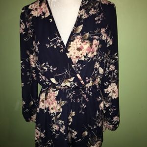 Navy Blue Long Sleeve Romper